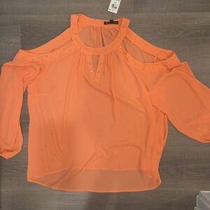 INC International Concepts Women's Peachy Orange Studded Top NWT Size 2X